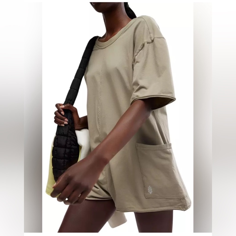 FP Movement by Free People Hot Shot Tee Romper - sage stone